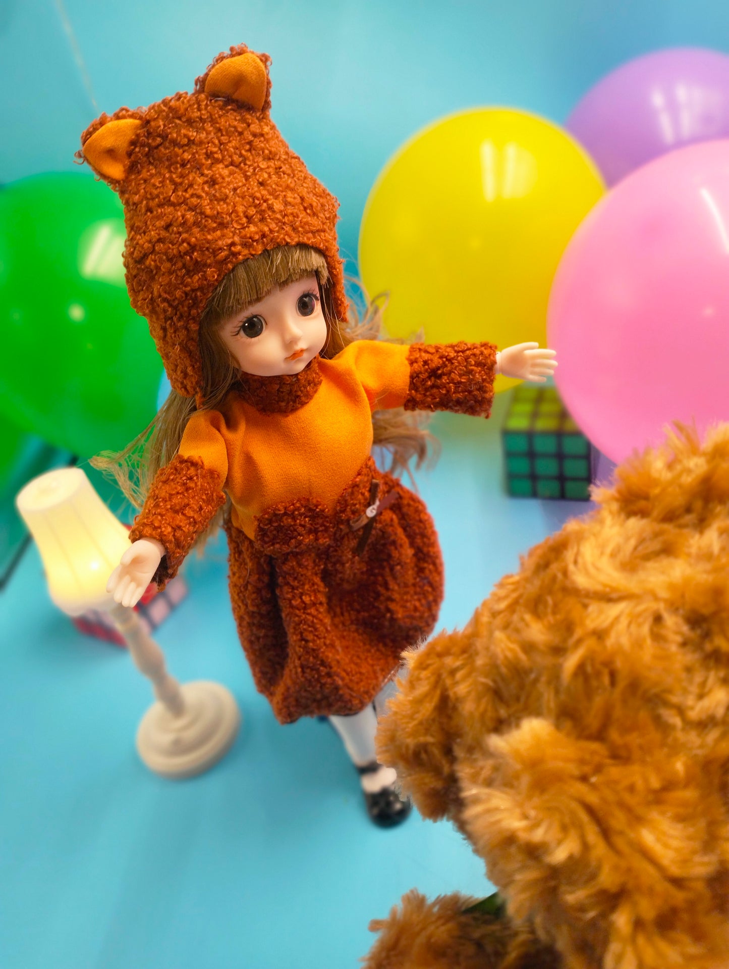 Cute little girl in bear hat 30cm BJD Doll