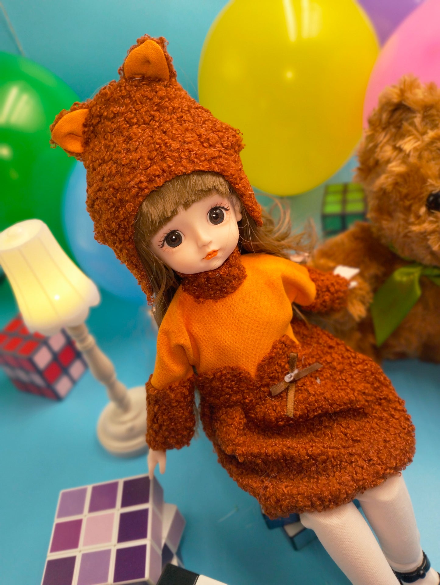 Cute little girl in bear hat 30cm BJD Doll