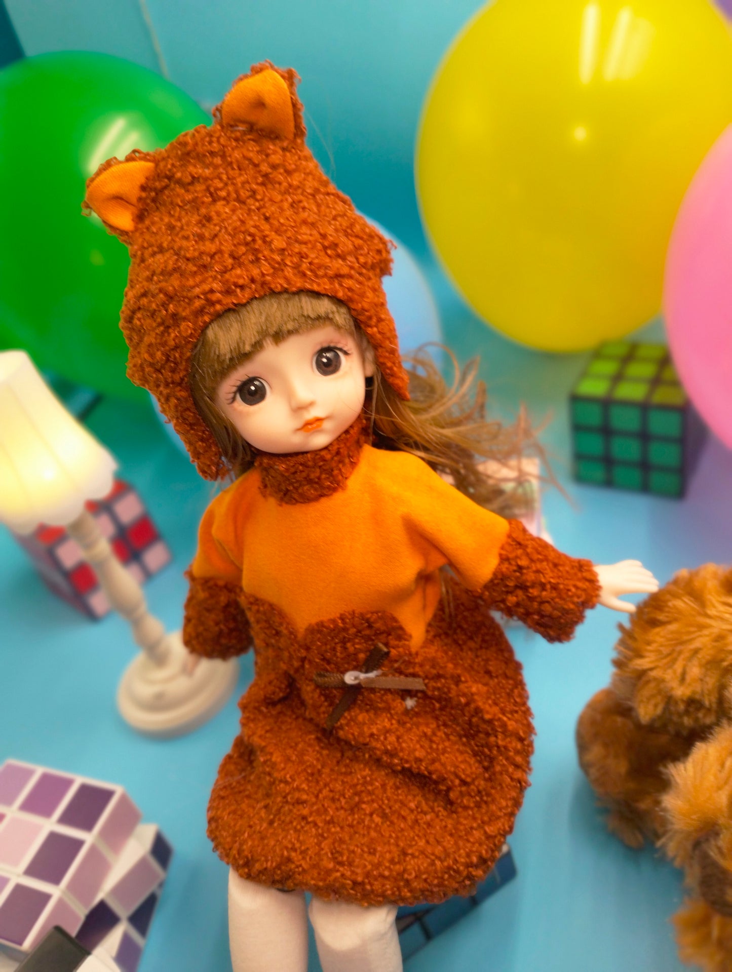 Cute little girl in bear hat 30cm BJD Doll