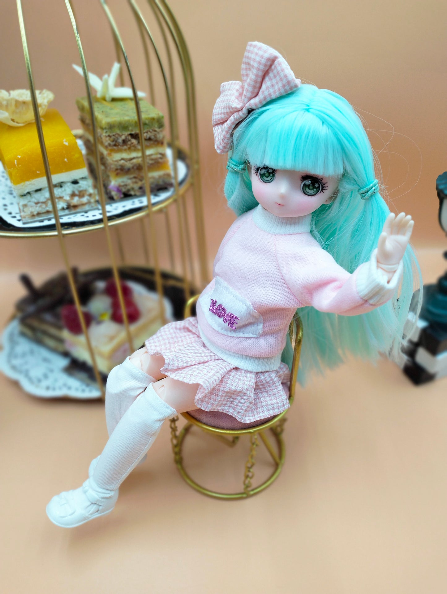 Anime Manga mint hair girl 30cm BJD Doll