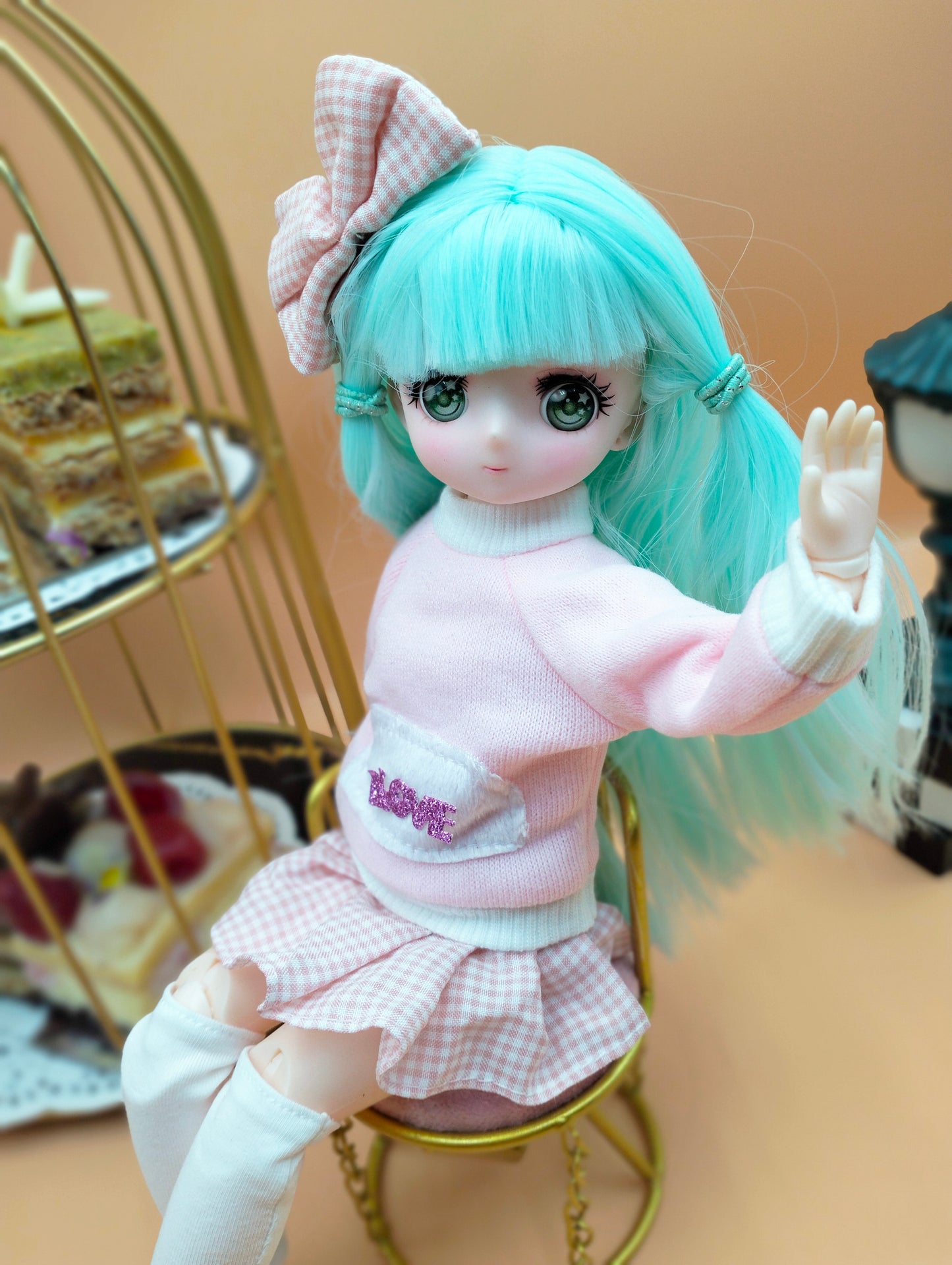 Anime Manga mint hair girl 30cm BJD Doll