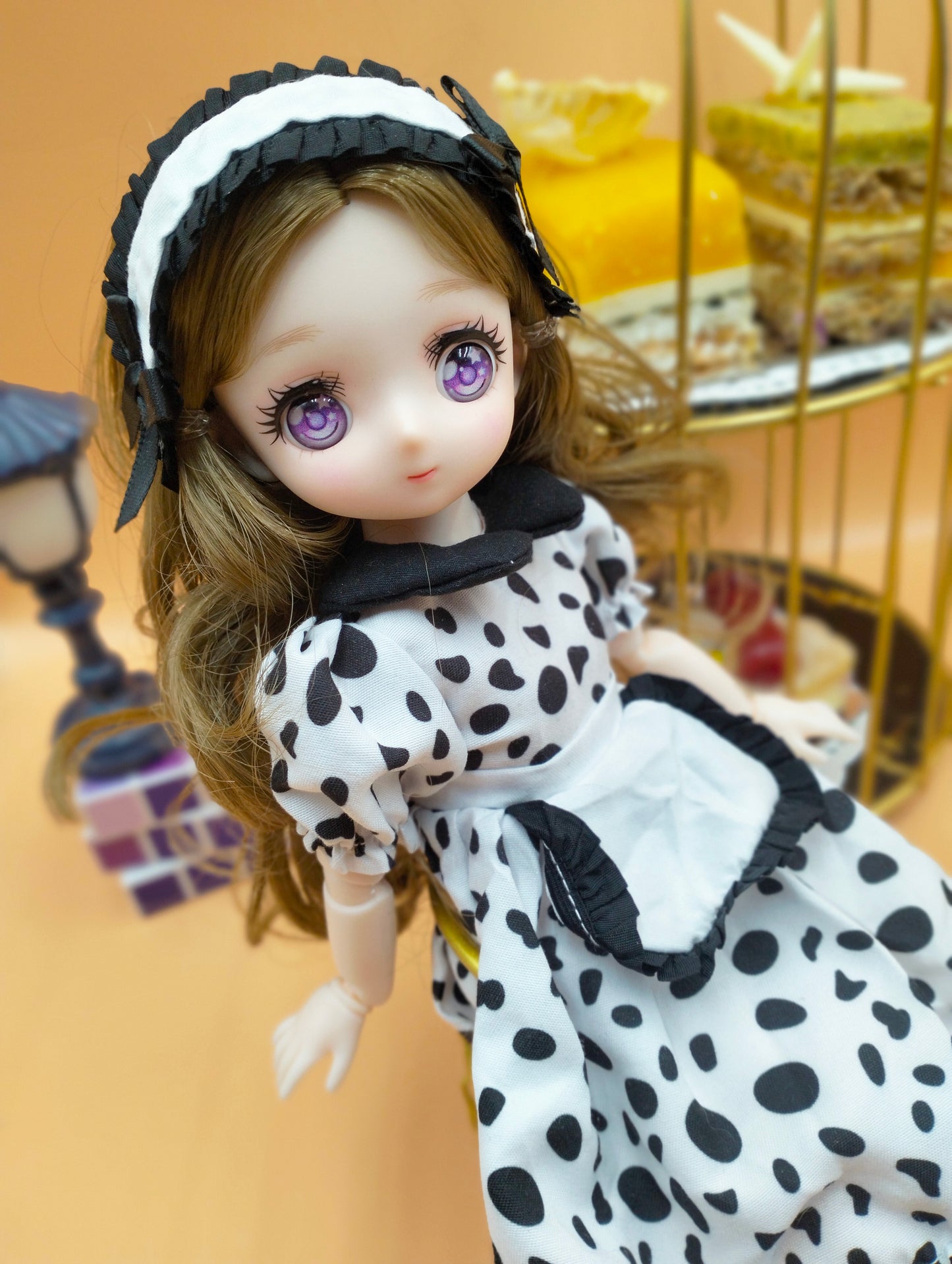 Anime Manga milk bar girl with purple eyes 30cm BJD Doll