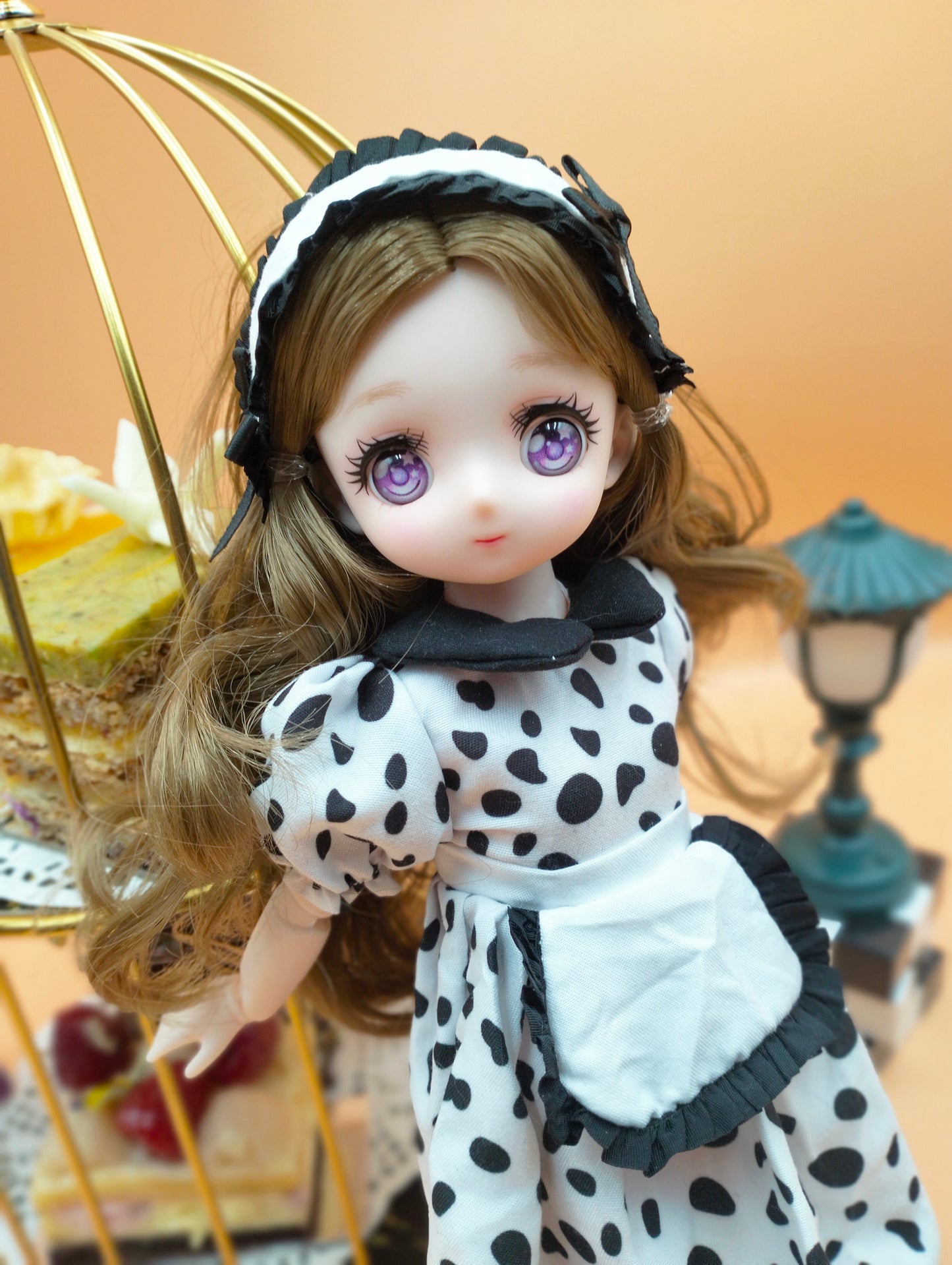 Anime Manga milk bar girl with purple eyes 30cm BJD Doll