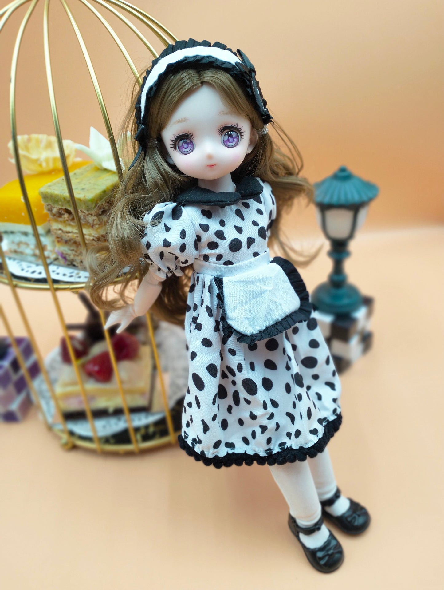 Anime Manga milk bar girl with purple eyes 30cm BJD Doll