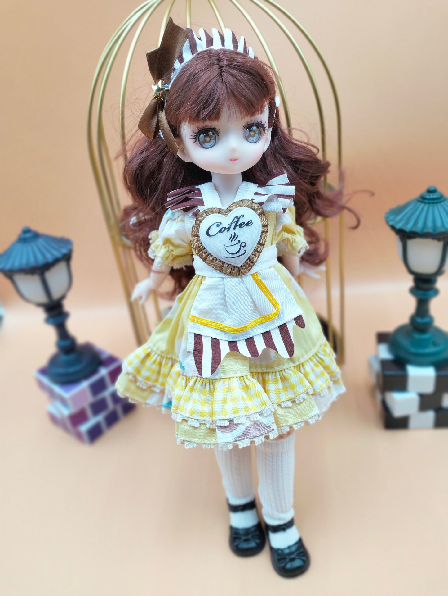 Anime Manga coffee girl with hazel eyes 30cm BJD Doll