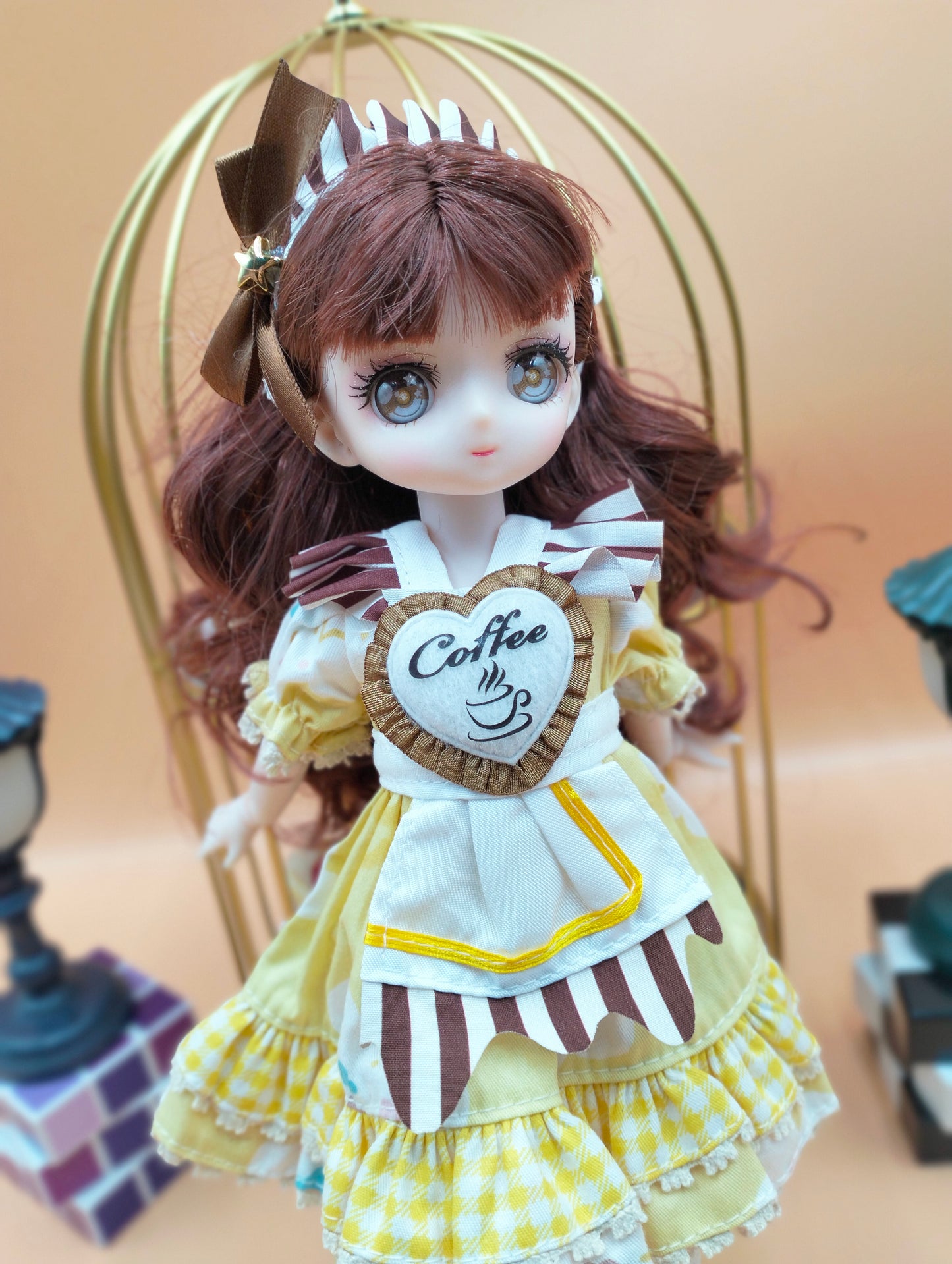 Anime Manga coffee girl with hazel eyes 30cm BJD Doll