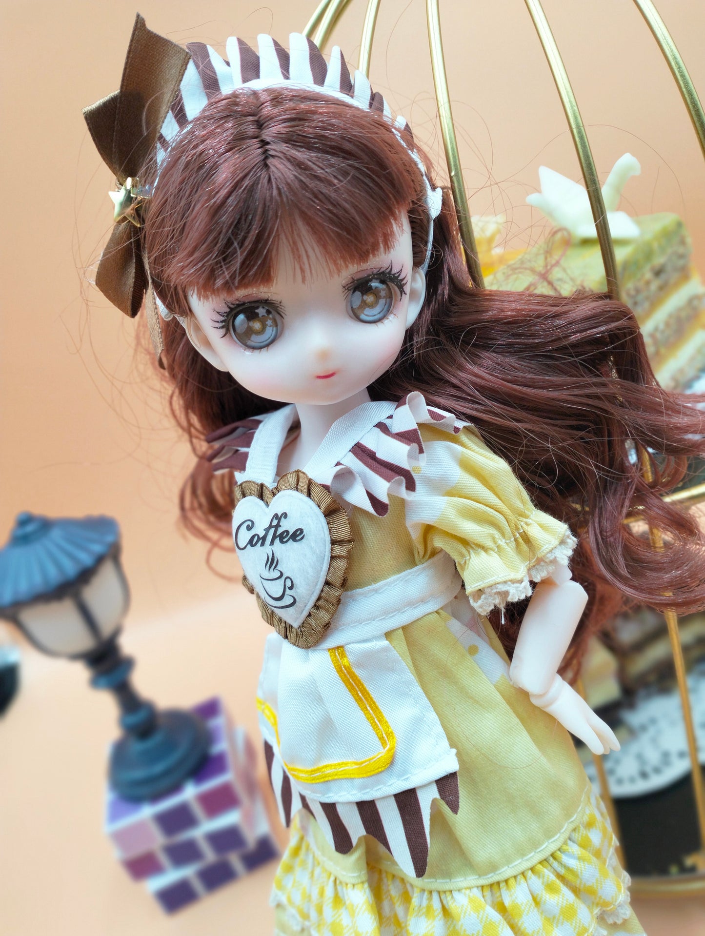 Anime Manga coffee girl with hazel eyes 30cm BJD Doll