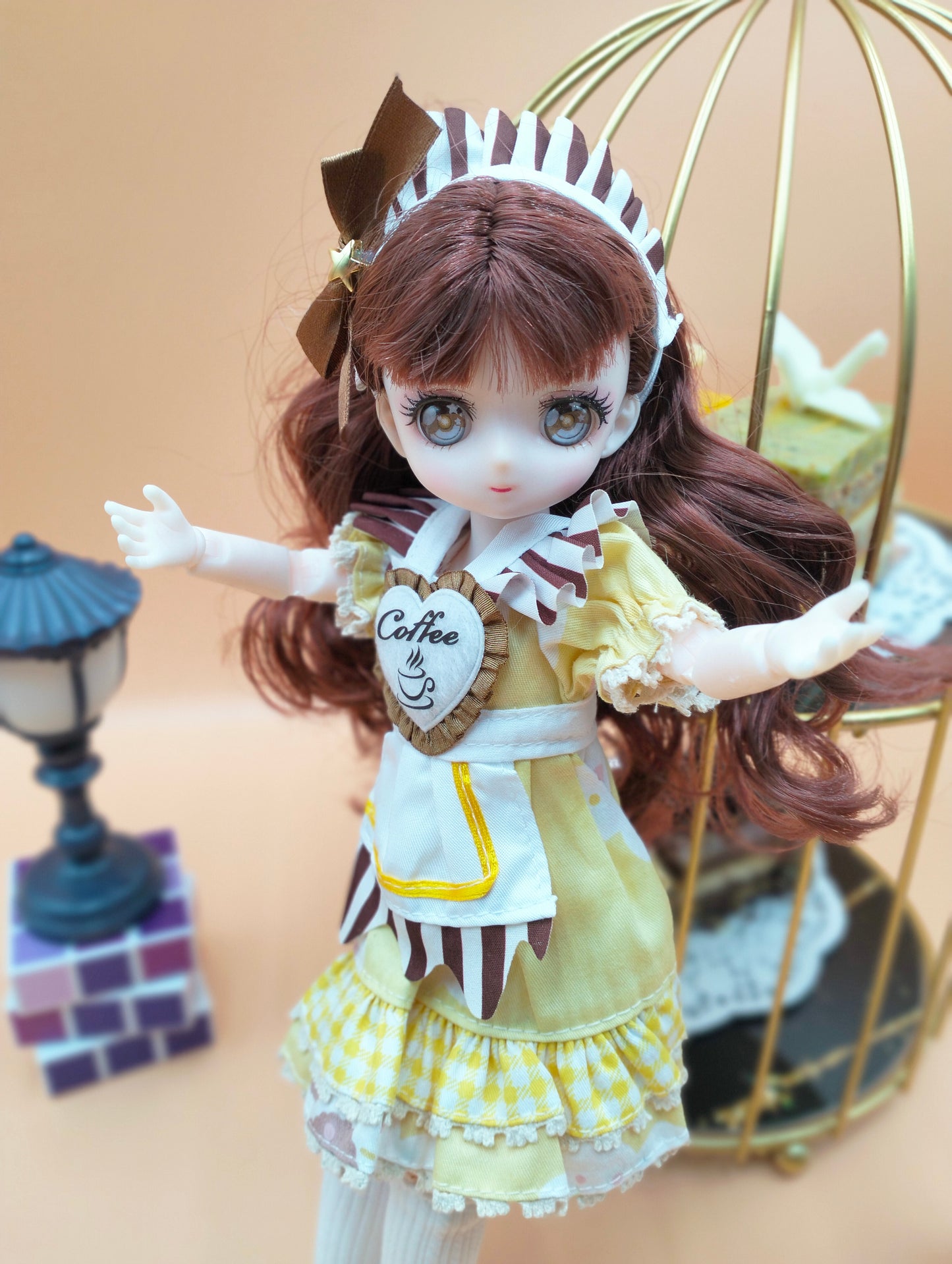 Anime Manga coffee girl with hazel eyes 30cm BJD Doll