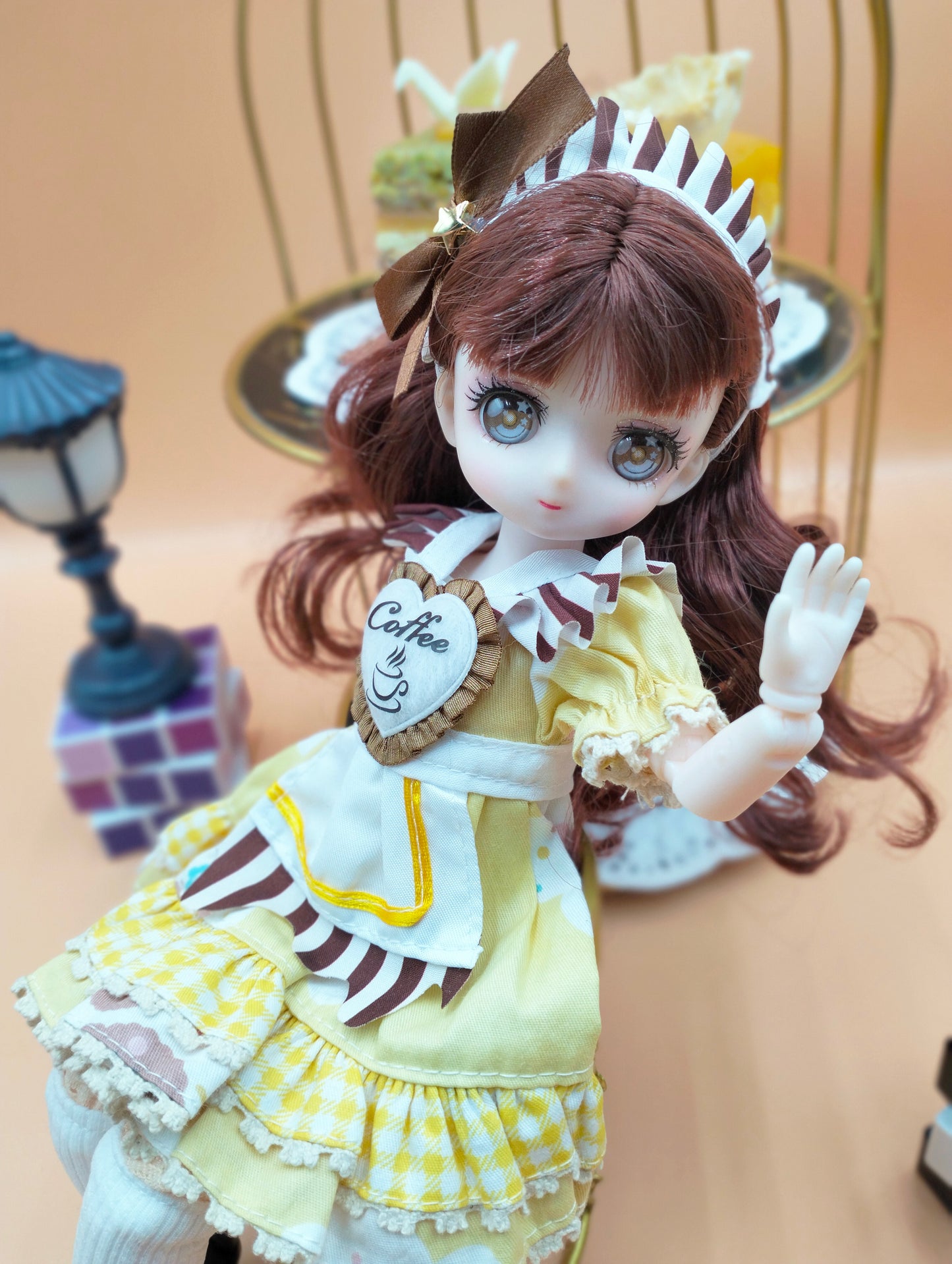 Anime Manga coffee girl with hazel eyes 30cm BJD Doll