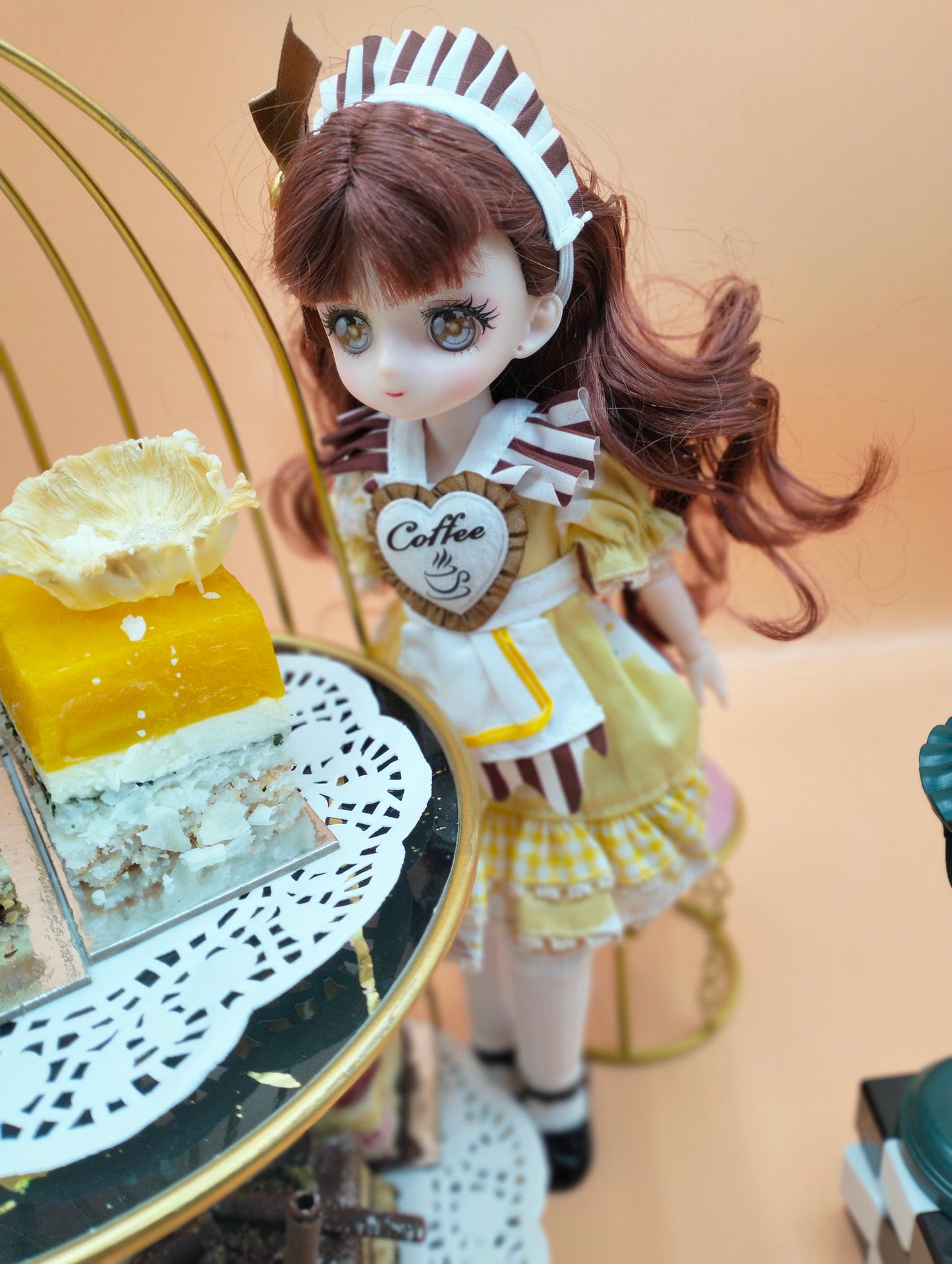 Anime Manga coffee girl with hazel eyes 30cm BJD Doll