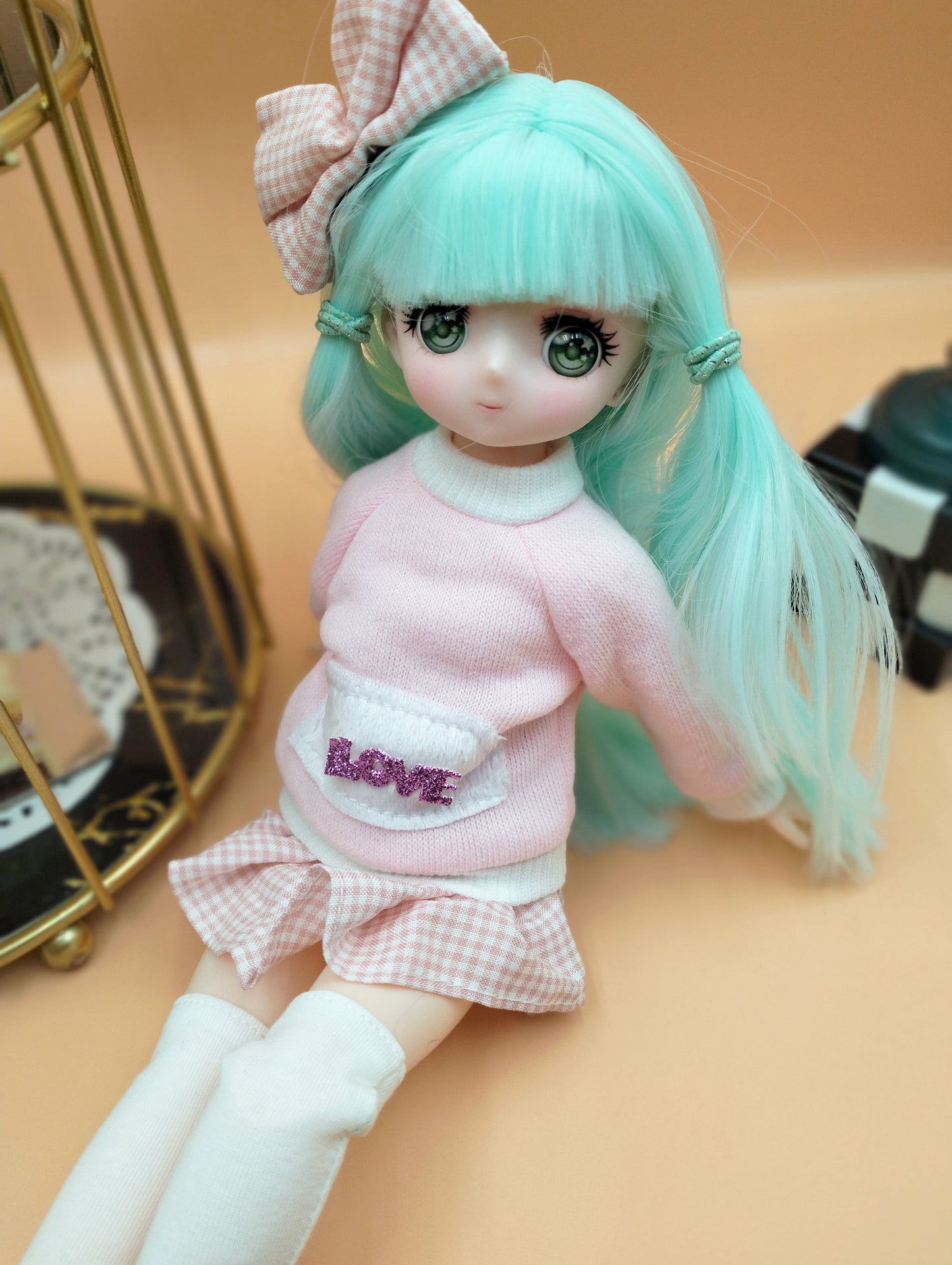 Anime Manga mint hair girl 30cm BJD Doll