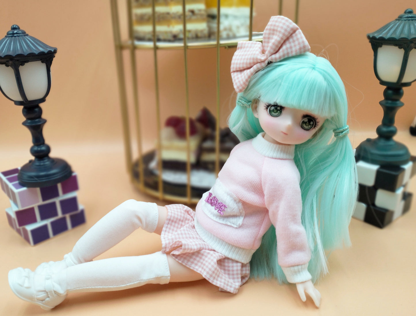 Anime Manga mint hair girl 30cm BJD Doll
