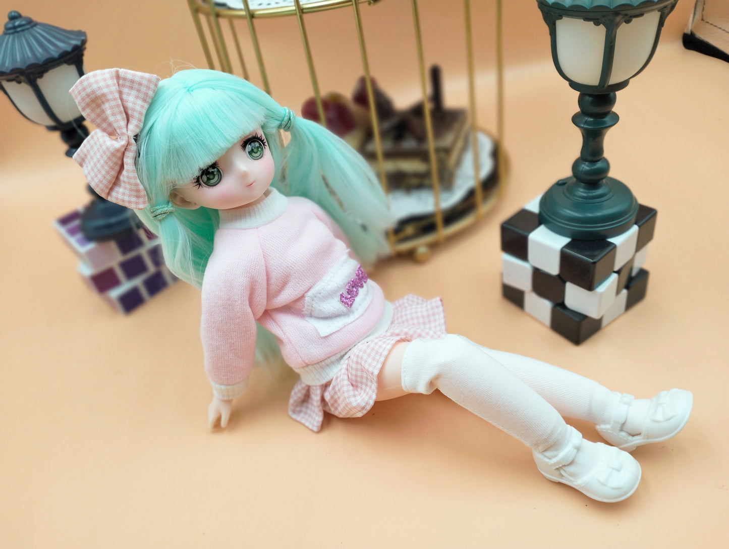 Anime Manga mint hair girl 30cm BJD Doll
