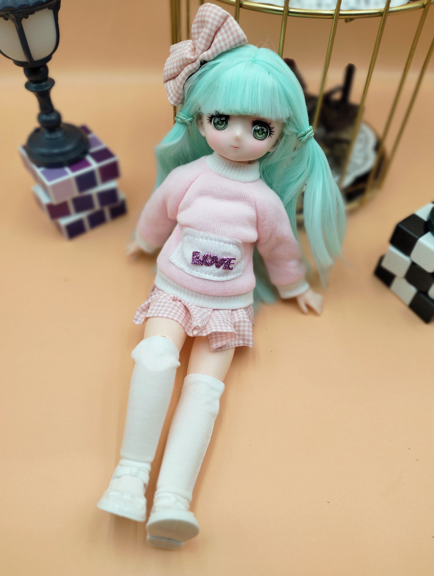 Anime Manga mint hair girl 30cm BJD Doll