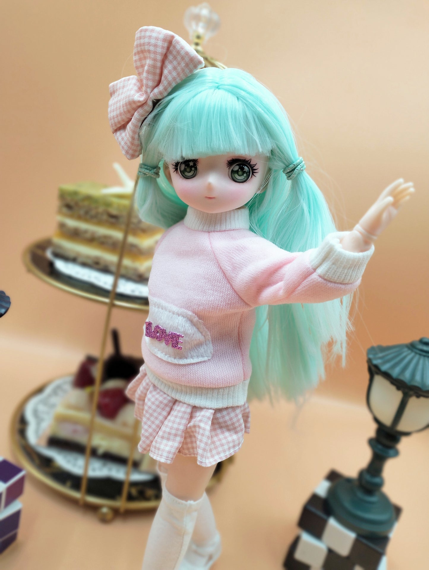 Anime Manga mint hair girl 30cm BJD Doll