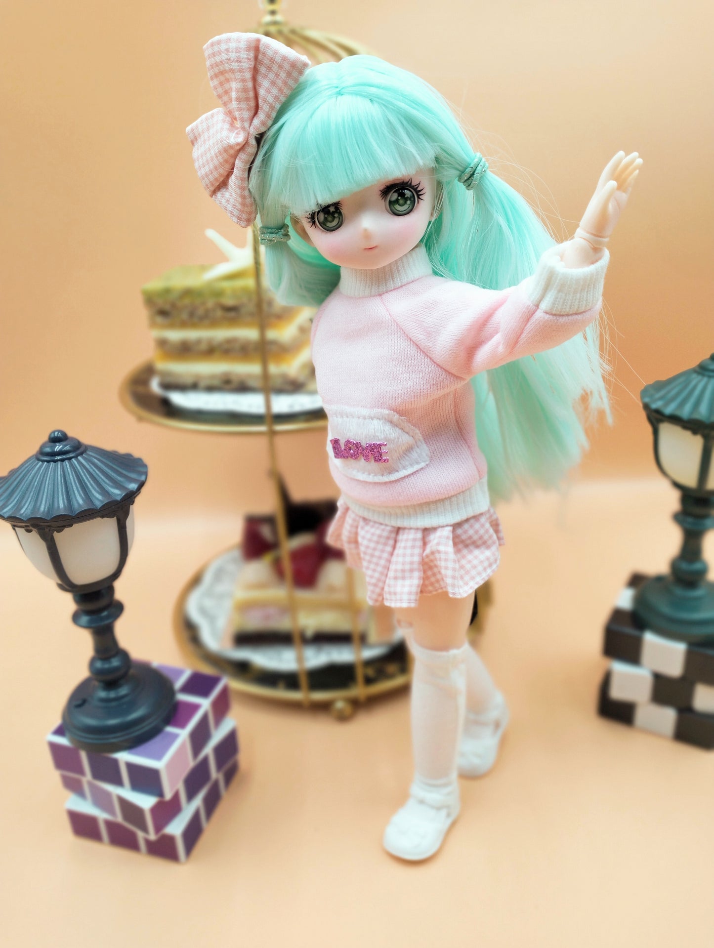 Anime Manga mint hair girl 30cm BJD Doll
