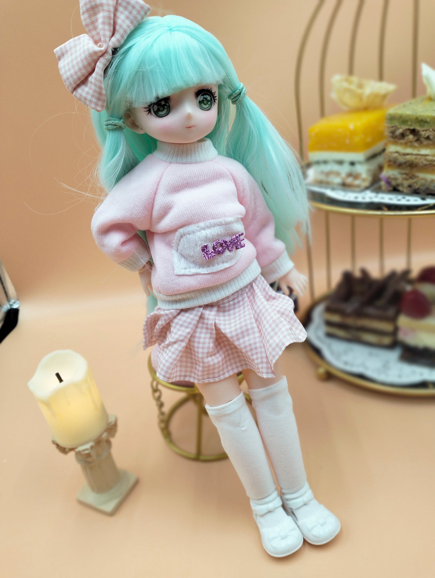 Anime Manga mint hair girl 30cm BJD Doll