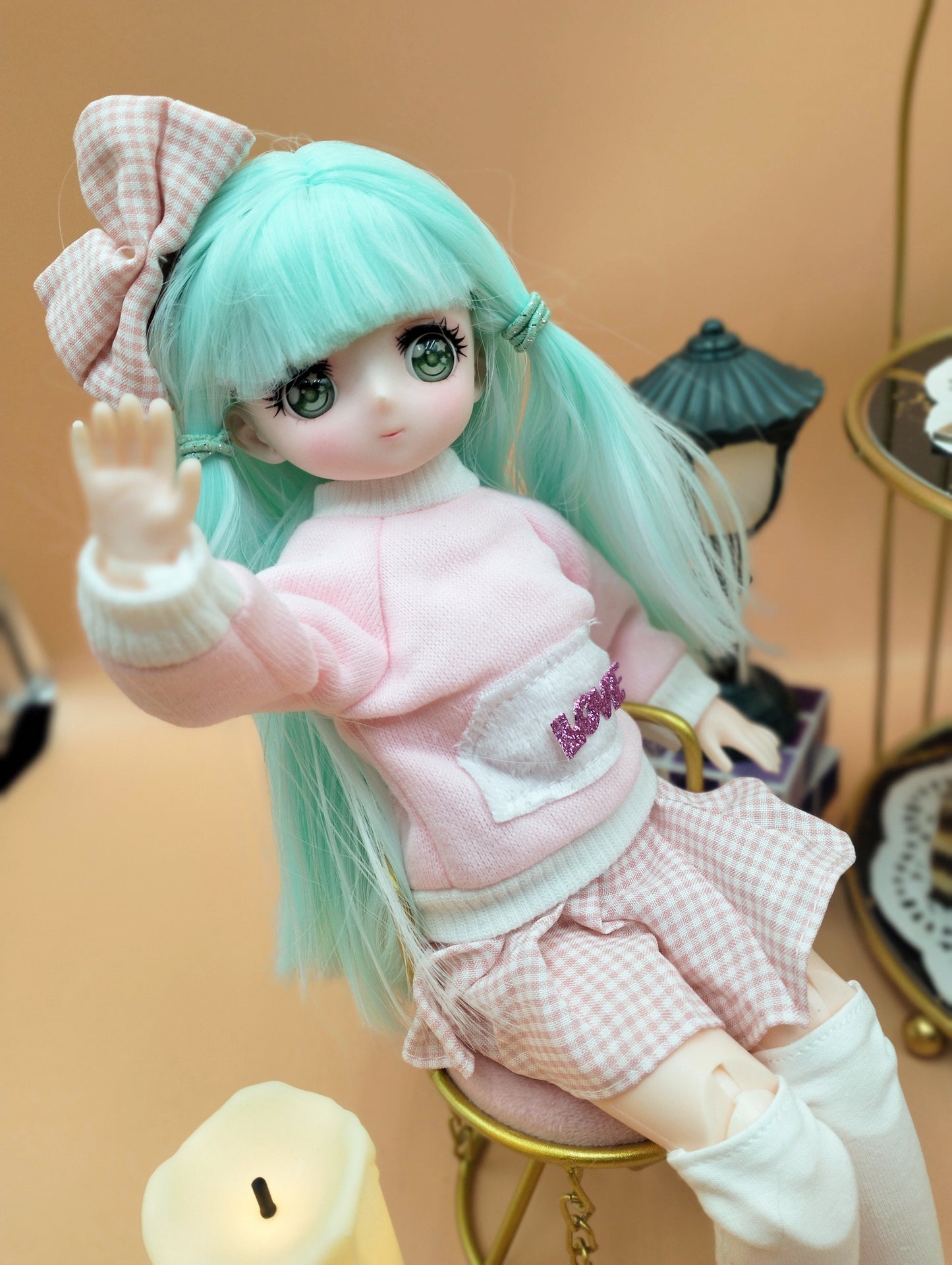 Anime Manga mint hair girl 30cm BJD Doll