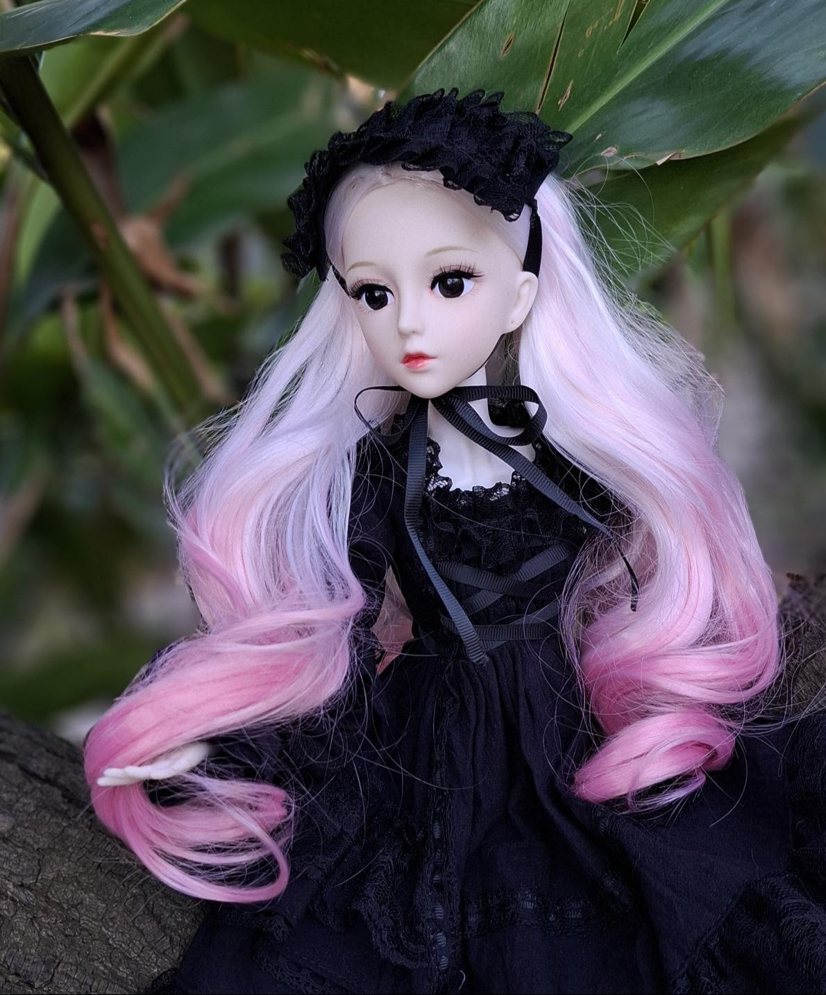 The Secret Garden Collection Pink Hair Wizard in Black Vintage Dress 1/3 60cm BJD Doll