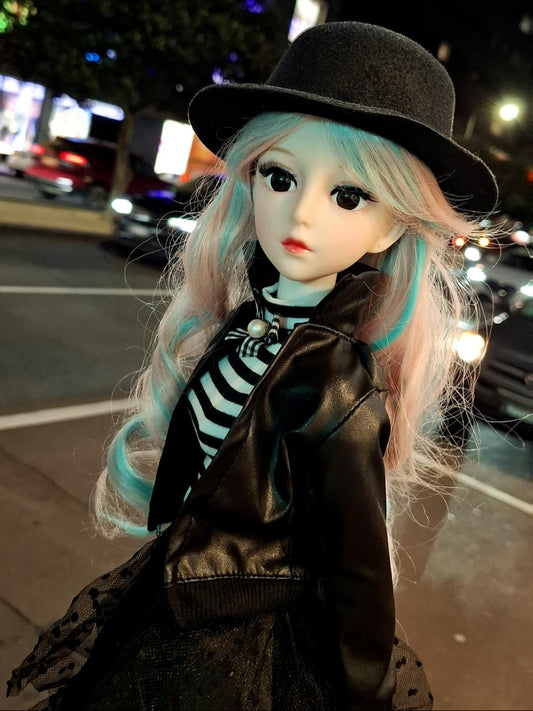 Steam Punk Style 1/3 60cm BJD Doll in Black Leather Jacket