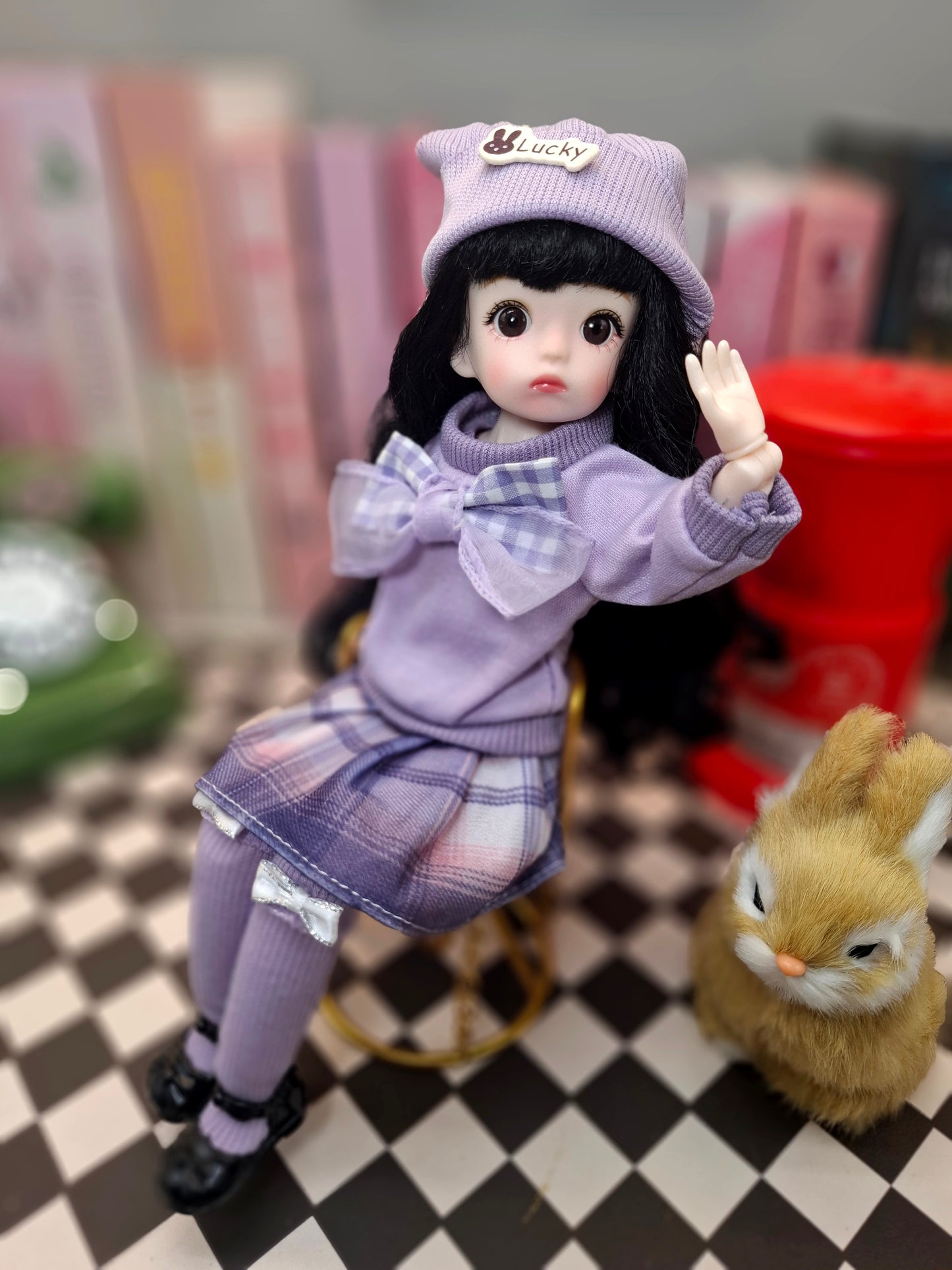Black hair cutie in purple set 30cm BJD doll