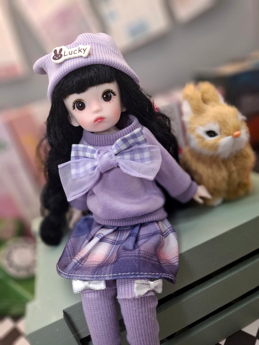 Black hair cutie in purple set 30cm BJD doll