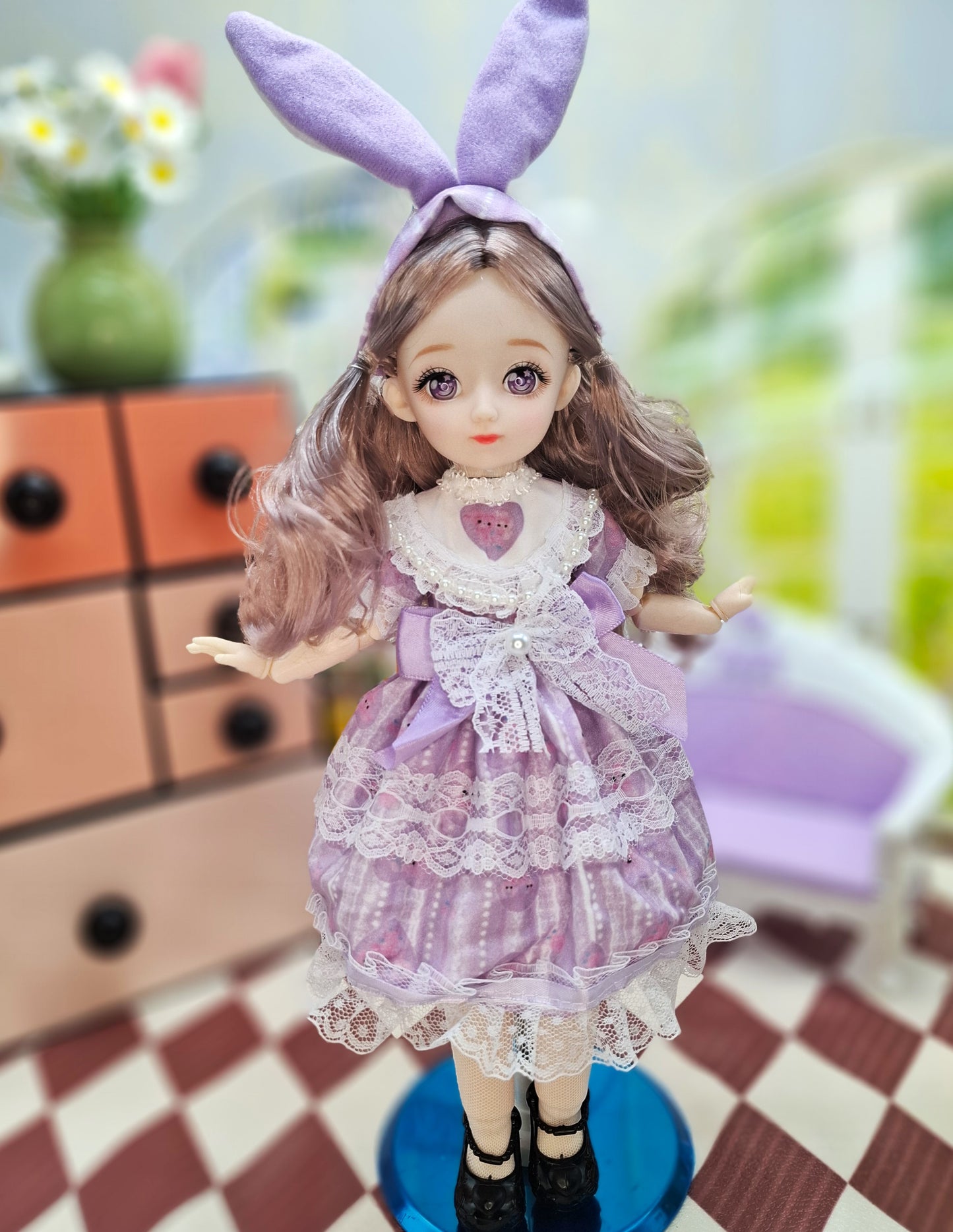 Rachel with purple eyes  in purple dress  30cm BJD Doll