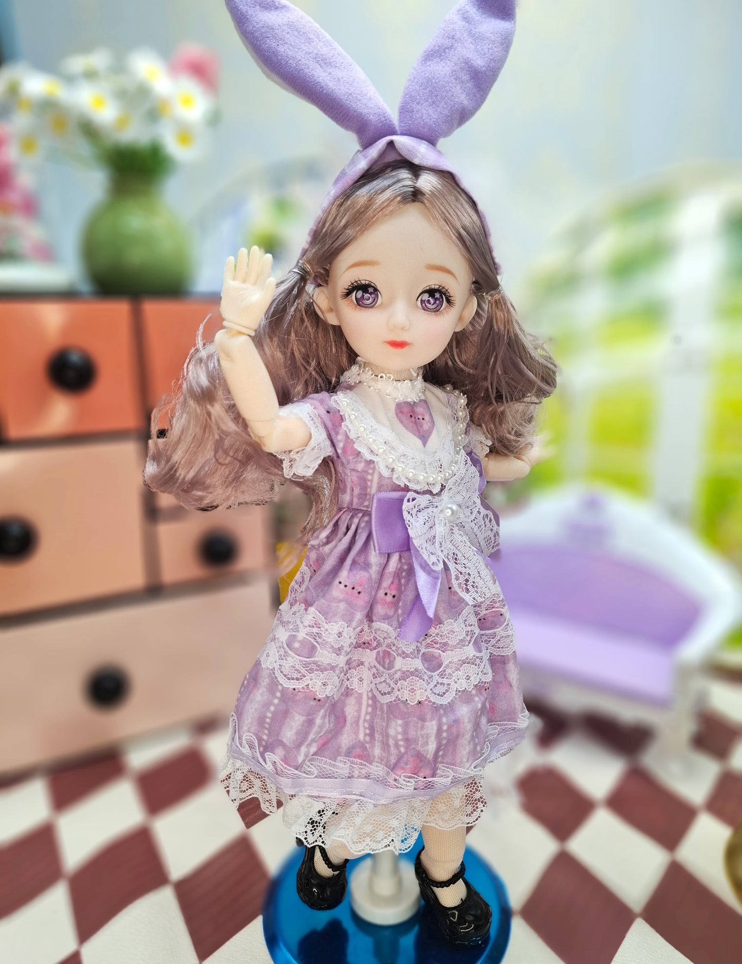 Rachel with purple eyes  in purple dress  30cm BJD Doll