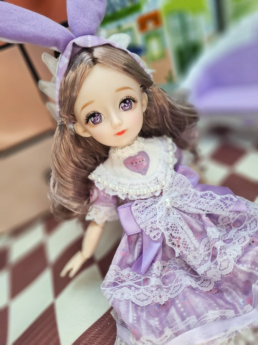 Rachel with purple eyes  in purple dress  30cm BJD Doll