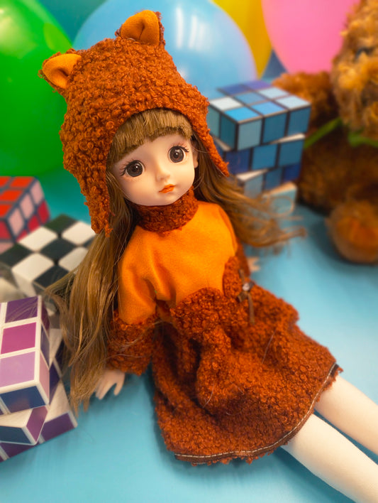 Cute little girl in bear hat 30cm BJD Doll