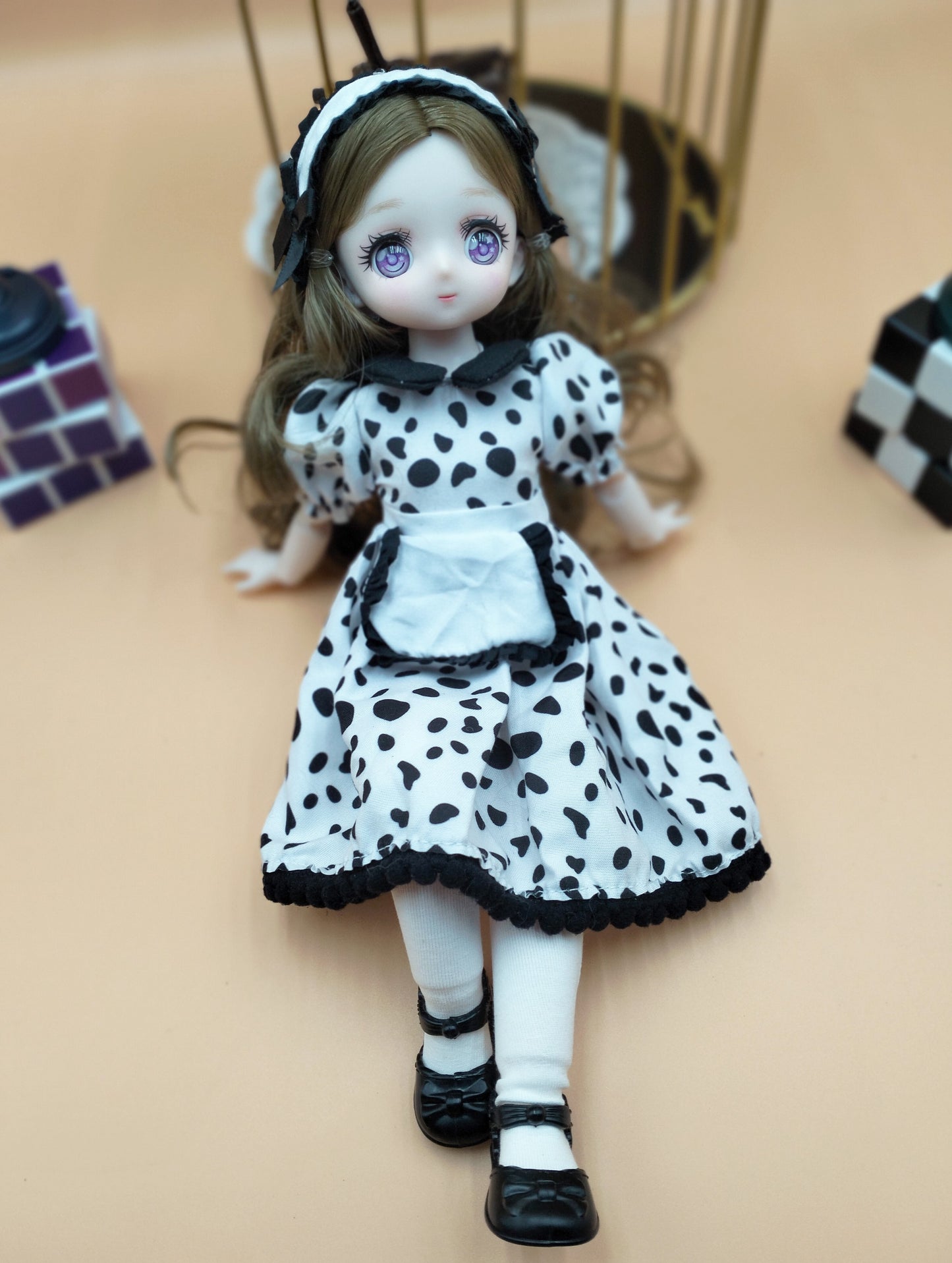Anime Manga milk bar girl with purple eyes 30cm BJD Doll