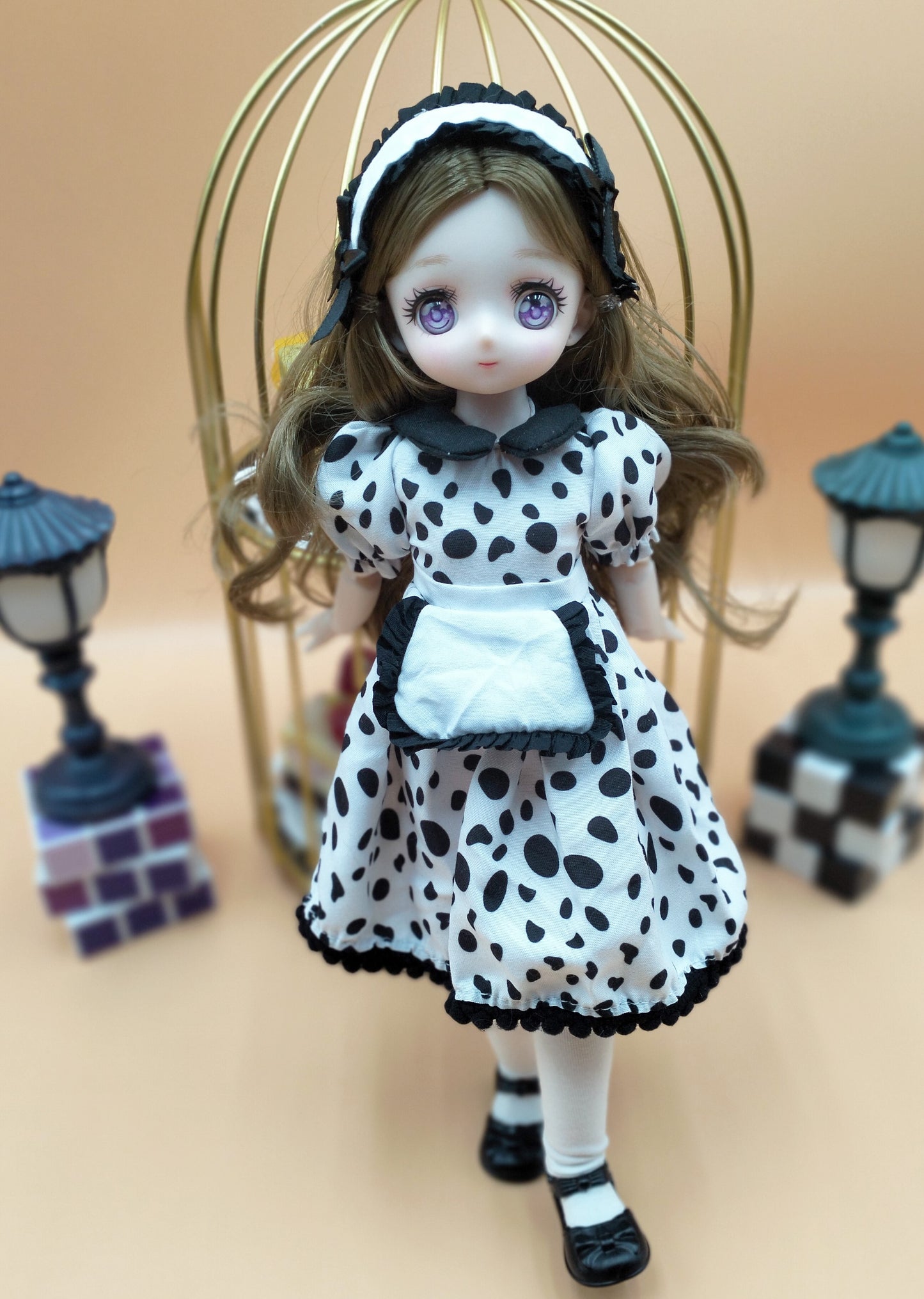 Anime Manga milk bar girl with purple eyes 30cm BJD Doll