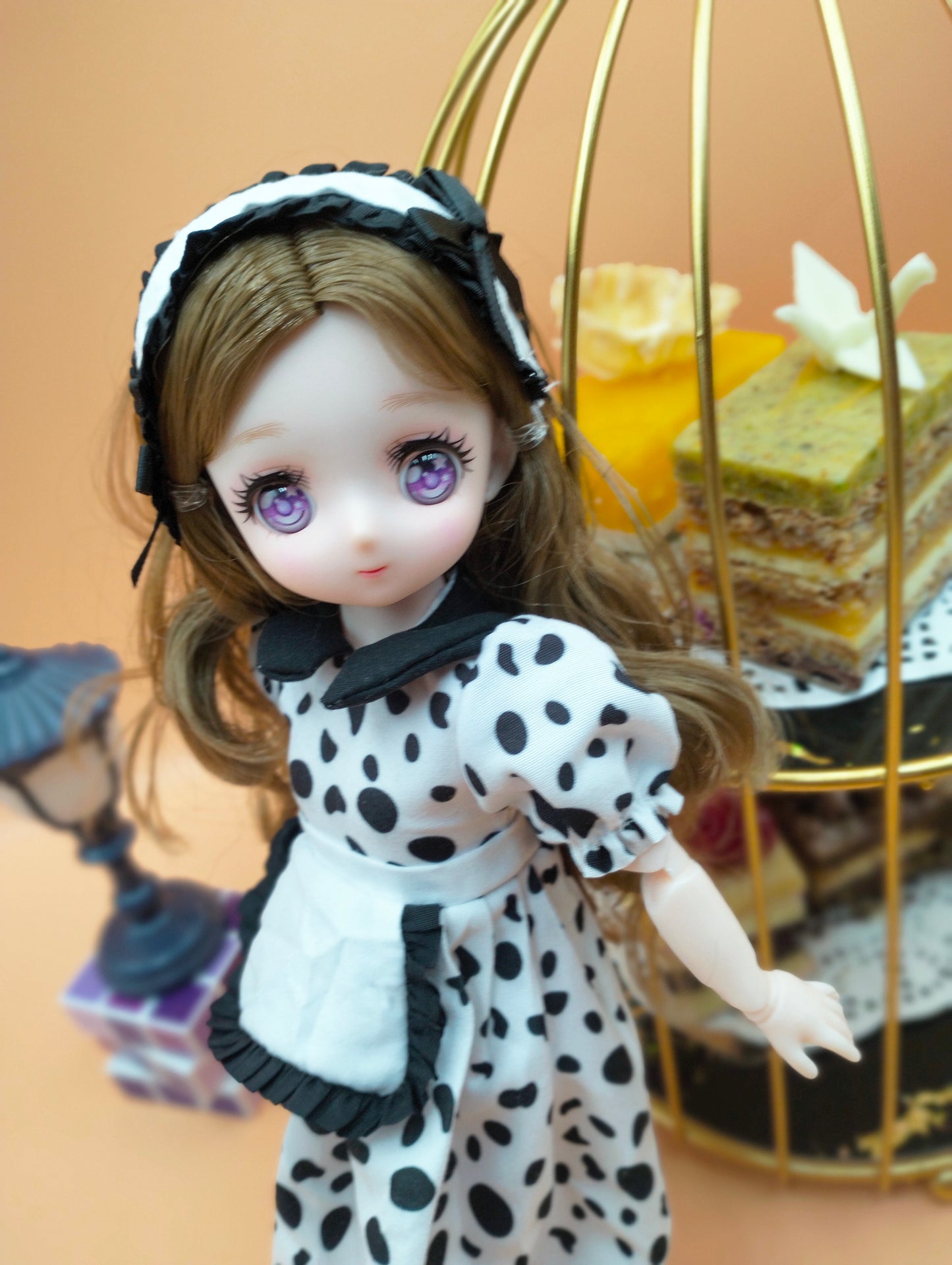 Anime Manga milk bar girl with purple eyes 30cm BJD Doll