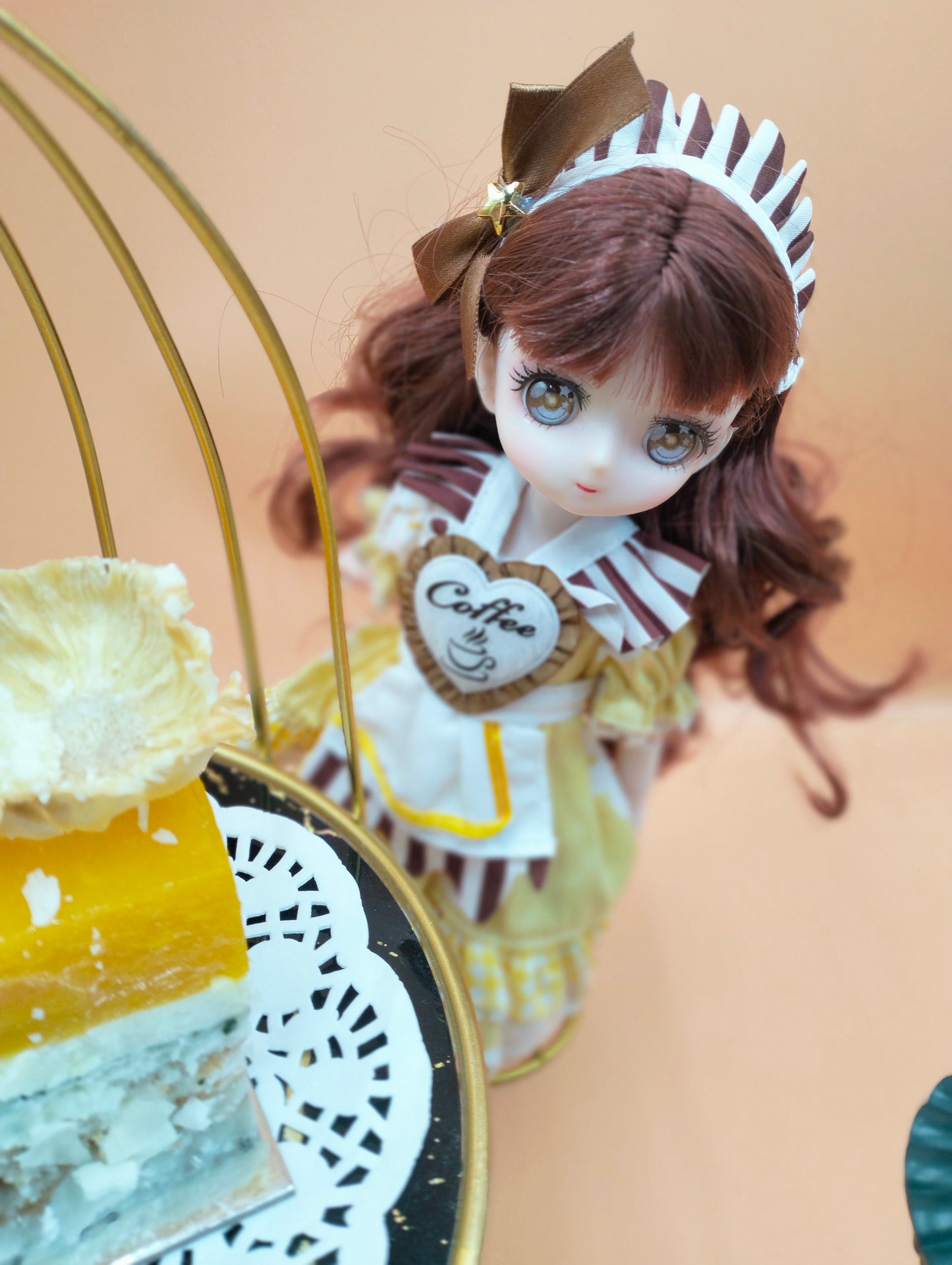 Anime Manga coffee girl with hazel eyes 30cm BJD Doll