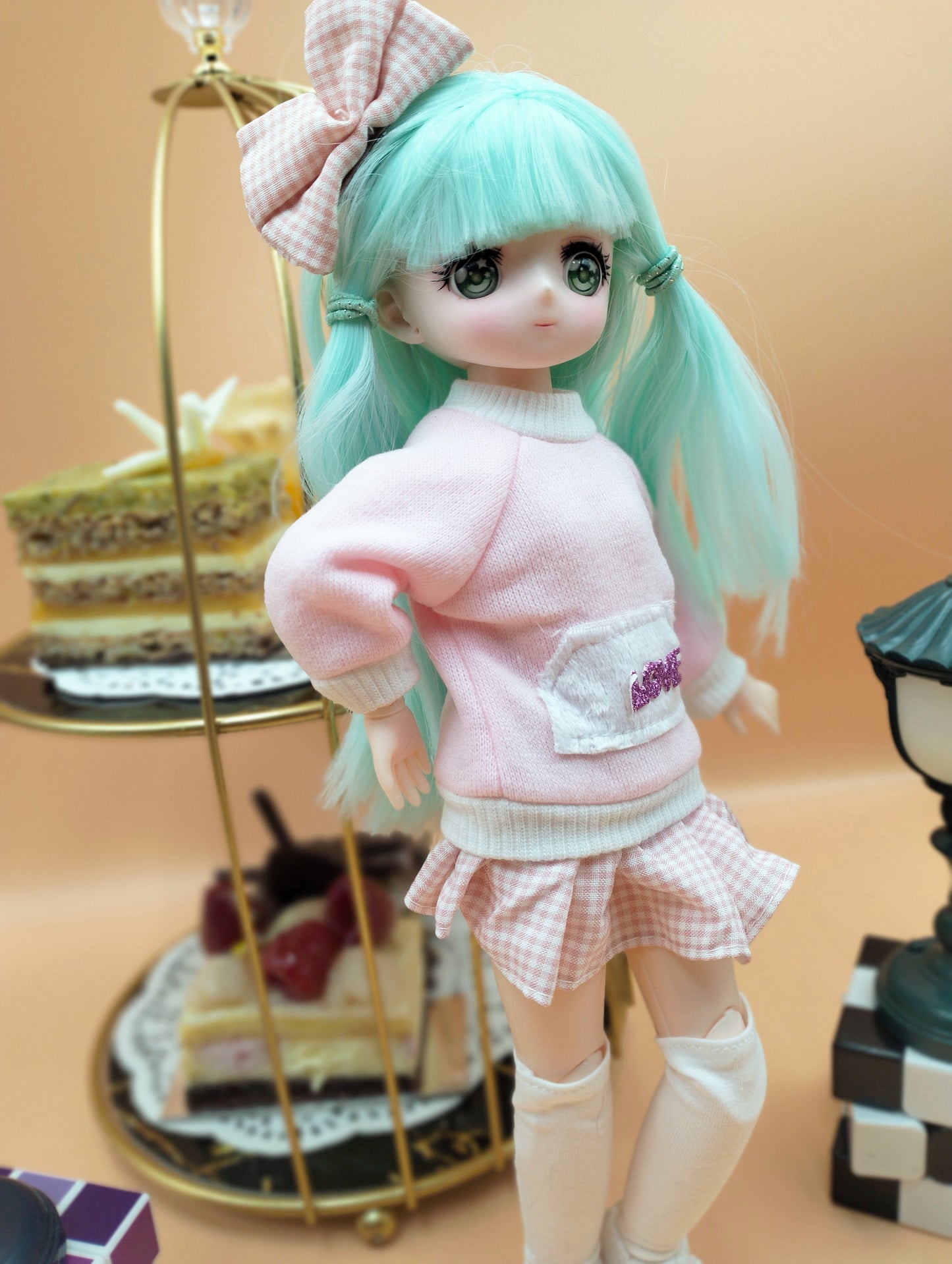Anime Manga mint hair girl 30cm BJD Doll