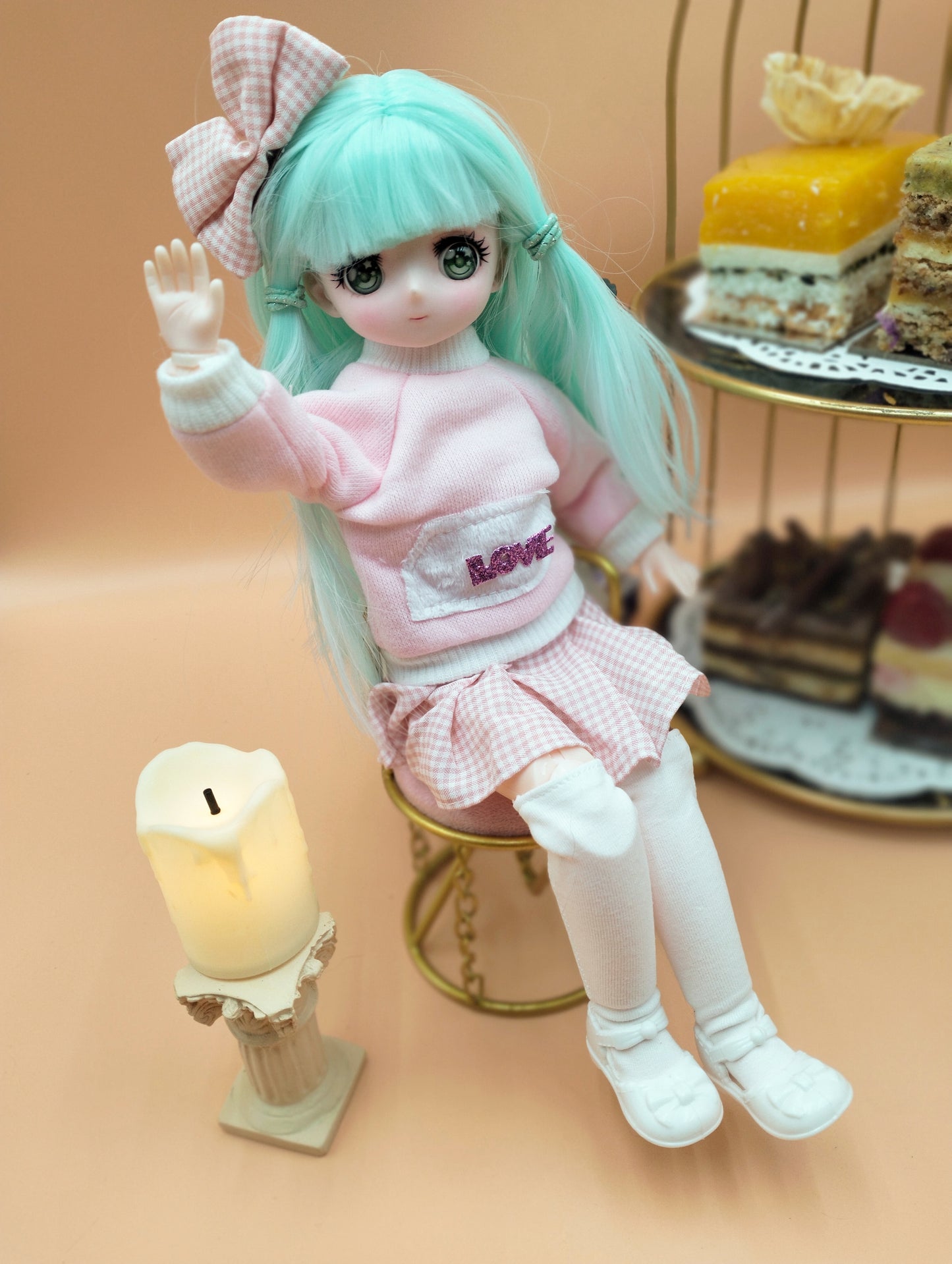 Anime Manga mint hair girl 30cm BJD Doll