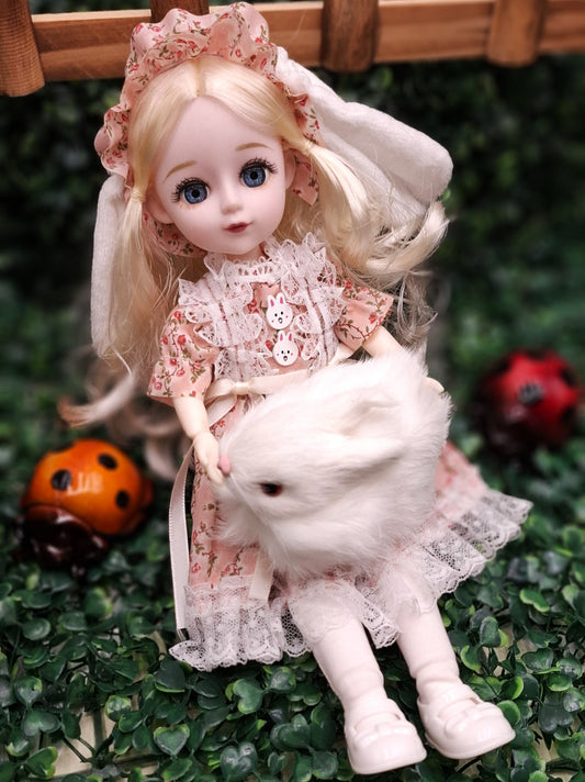 Blonde cottage girl with bunny's ears 30cm BJD Doll